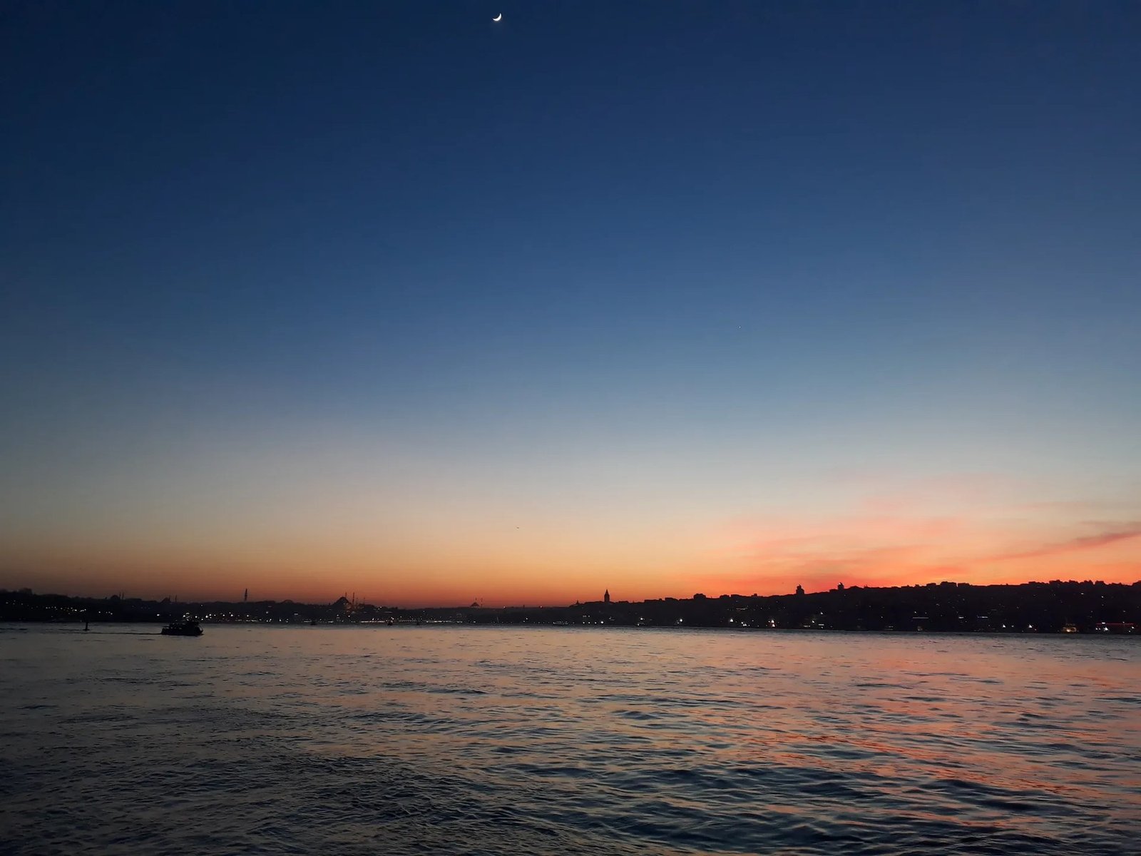 Istanbul skyline at sunset from the Bosphorus